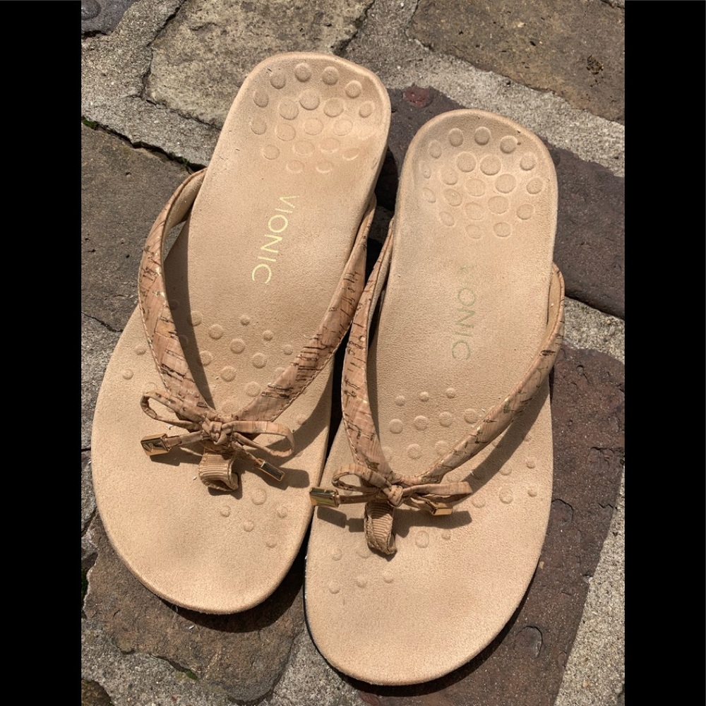 Vionic flip flop cork strap tan 8